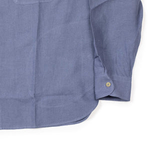 Two pocket overshirt in faded blue Belgian linen