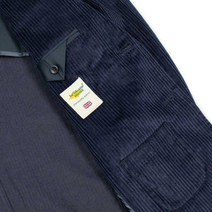 Single breasted jacket in navy English cotton corduroy