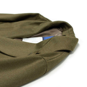 Belted jacket in olive green Italian wool whipcord