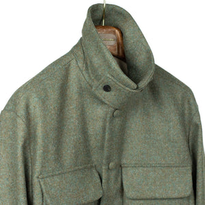CPO jacket in sea moss green English melton wool (10th anniversary capsule)