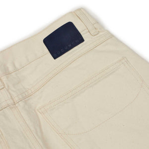 Four pocket jeans in ivory garment washed Japanese selvedge denim (restock)