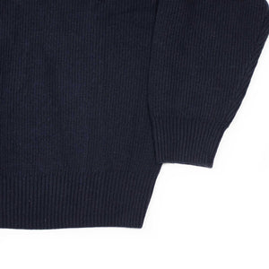Smock sweater in navy heavyweight wool and cashmere