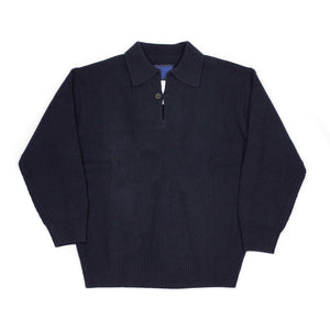 Smock sweater in navy heavyweight wool and cashmere