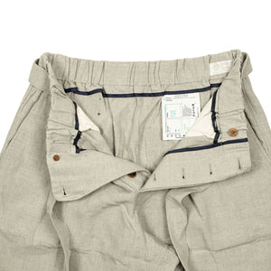 Belted trousers in ash beige Irish linen (separates)