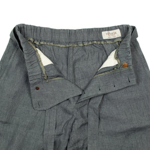 Belted trousers in lead grey Italian linen