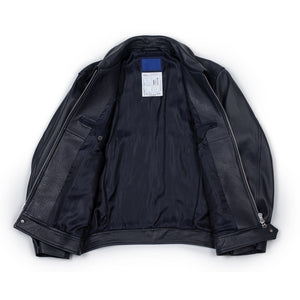 Document FW25 Harrington jacket in navy blue goatskin – No Man