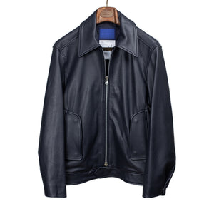 Document FW25 Harrington jacket in navy blue goatskin – No Man