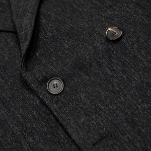 Aaresant double breasted suit in mixed grey Japanese wool cotton denim
