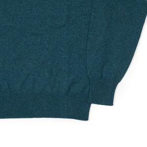 Aaric classic polo sweater in teal wool mix