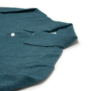 Aaric classic polo sweater in teal wool mix