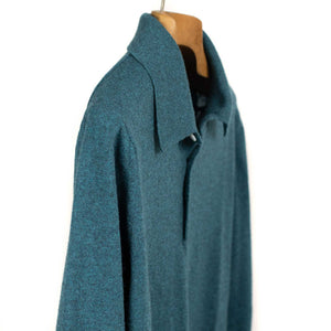 Aaric classic polo sweater in teal wool mix