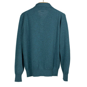 Aaric classic polo sweater in teal wool mix