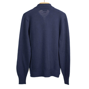 Aagro skipper style polo sweater in navy blue wool