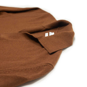 Doppiaa Aagro skipper style polo sweater in tobacco brown wool 