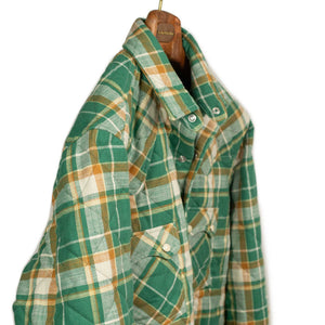 Aariosto quilted western shirt jacket in green and gold cotton plaid