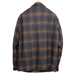 Aasti chore jacket in navy and copper shadow plaid wool