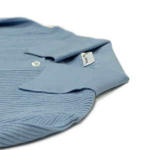 Doppiaa AAlgua long sleeve knitted polo shirt in sky blue ribbed 