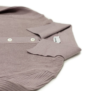 AAlgua long sleeve knitted polo shirt in mauve ribbed cotton