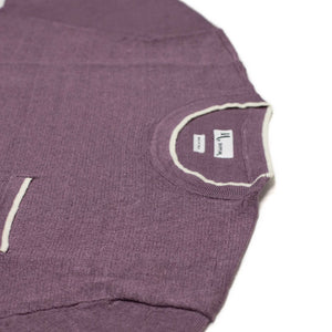 Aalfeo short sleeve crewneck in purple linen with white trim
