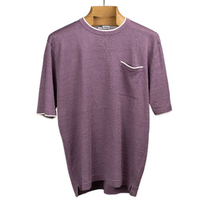 Aalfeo short sleeve crewneck in purple linen with white trim