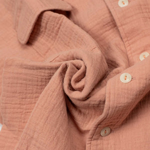 Aambala short sleeve pocket shirt in washed brick gauzy cotton