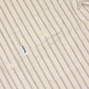 Aantero work shirt in striped ecru and blue cotton oxford