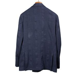 Aaredeo double-breasted jacket in navy self-striped hopsack linen mix