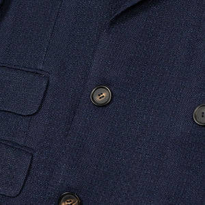 Aaredeo double-breasted jacket in navy self-striped hopsack linen mix