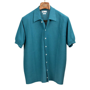 Aars short sleeve knit shirt in teal cotton