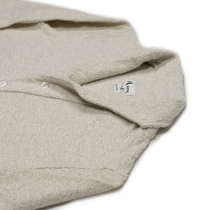 Aaurasio open collar long sleeve polo in heather striated cotton