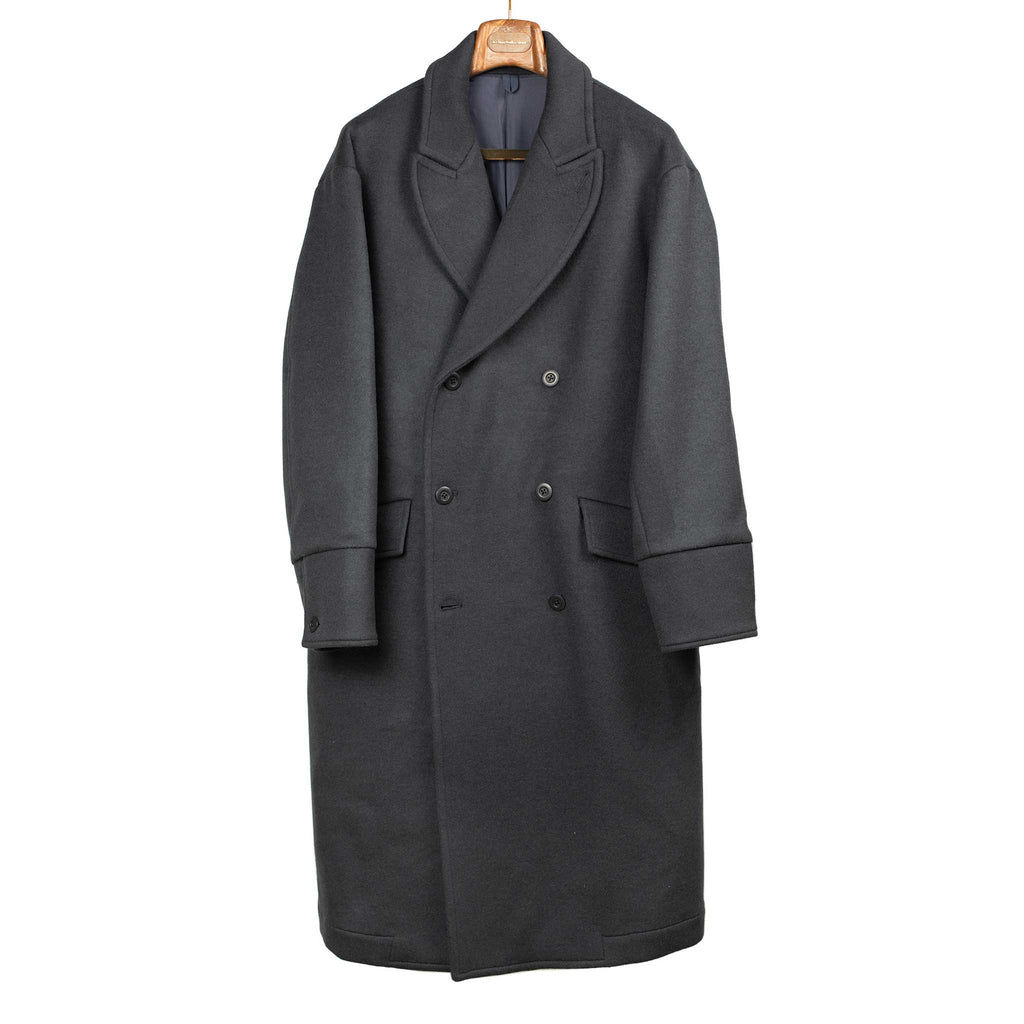 ts(s) Double-breasted coat in navy super 100s double-cloth wool – No ...