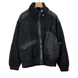 STONE /ESKIMO FOODED JKT/M/黒/ Earth\Studies FW25 ESCEP jacket in anthracite high pile curly