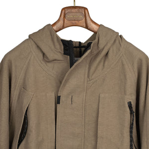 Field jacket in muted khaki cotton khadi