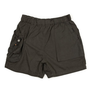 Field shorts in basalt black paneled cotton twill and ripstop