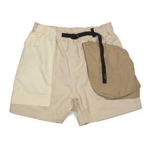 Field shorts in chalk strada paneled cotton twill and ripstop