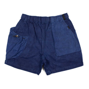 Field shorts in natural indigo paneled cotton twill and ripstop