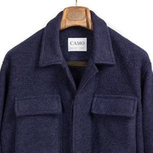 Marengo desert jacket in navy melange plush wool