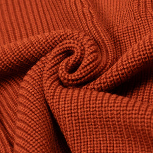 Thunderbolt ribbed crewneck sweater in Maple burnt orange wool, cashmere and silk