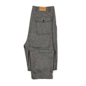 Seabiscuit wide trousers in grey herringbone wool