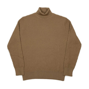 Bubble stitch rollneck in camel merino wool