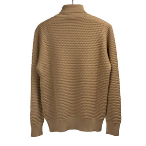 Bubble stitch rollneck in camel merino wool