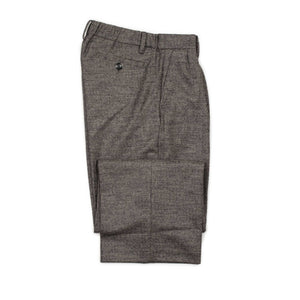 Wide easy pants in dark brown and taupe wool herringbone