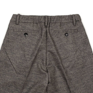 Wide easy pants in dark brown and taupe wool herringbone