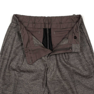 Wide easy pants in dark brown and taupe wool herringbone