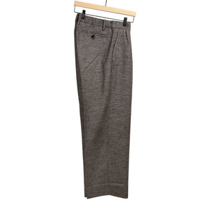 Wide easy pants in dark brown and taupe wool herringbone