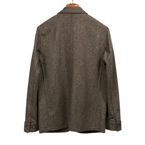 Labura chore coat in brown and black herringbone brushed virgin wool