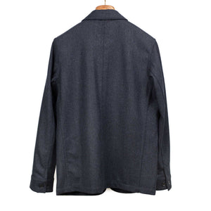 Labura chore coat in navy herringbone brushed virgin wool