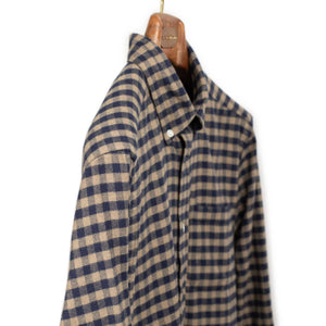 Roca shirt in dark blue and tan buffalo check cotton flannel