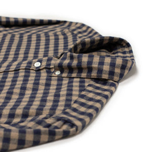 Roca shirt in dark blue and tan buffalo check cotton flannel