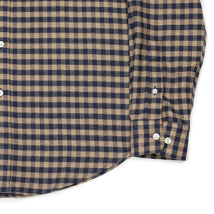 Roca shirt in dark blue and tan buffalo check cotton flannel